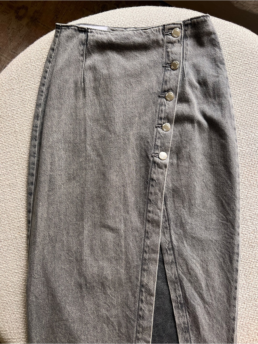 Zara Gray Button-Front Pencil Skirt with Front Slit - XSmall
